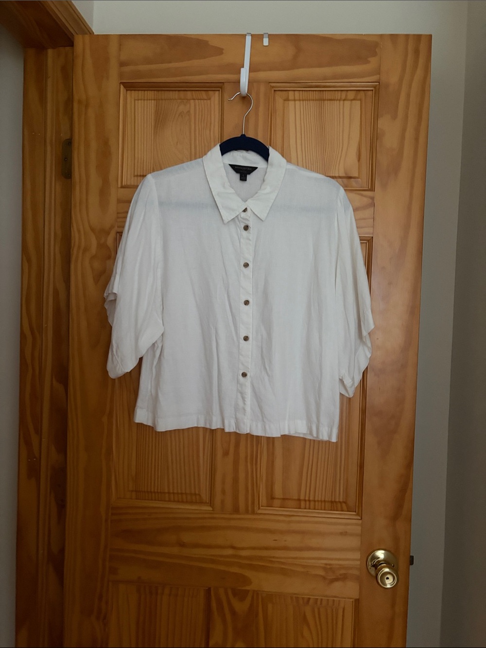 Banana Republic Cream Button-Front Relaxed Collared Top